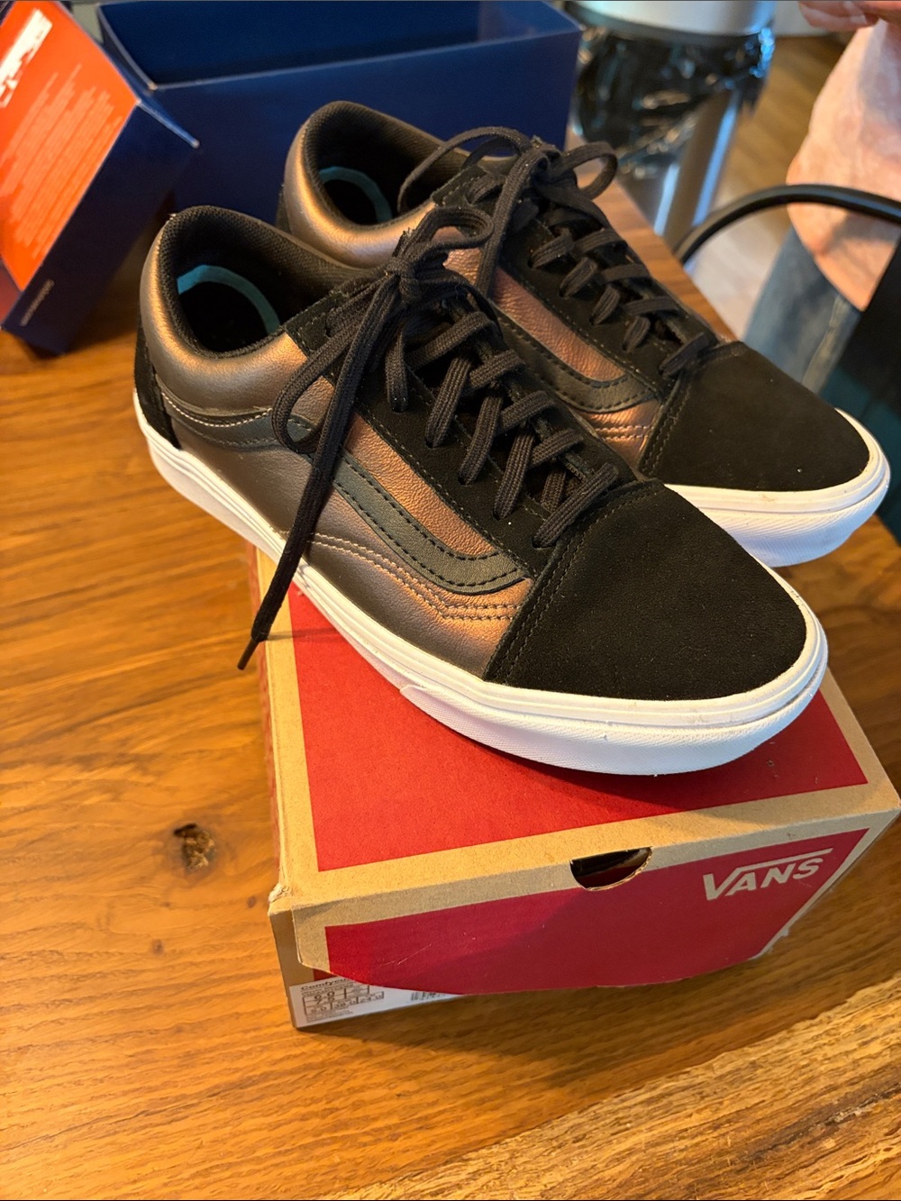 Vans Old Skool Sneakers in Black with Metallic Bronze Panels